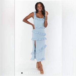 Show Me Your MuMu Greta MIDI Dress - Light Blue
